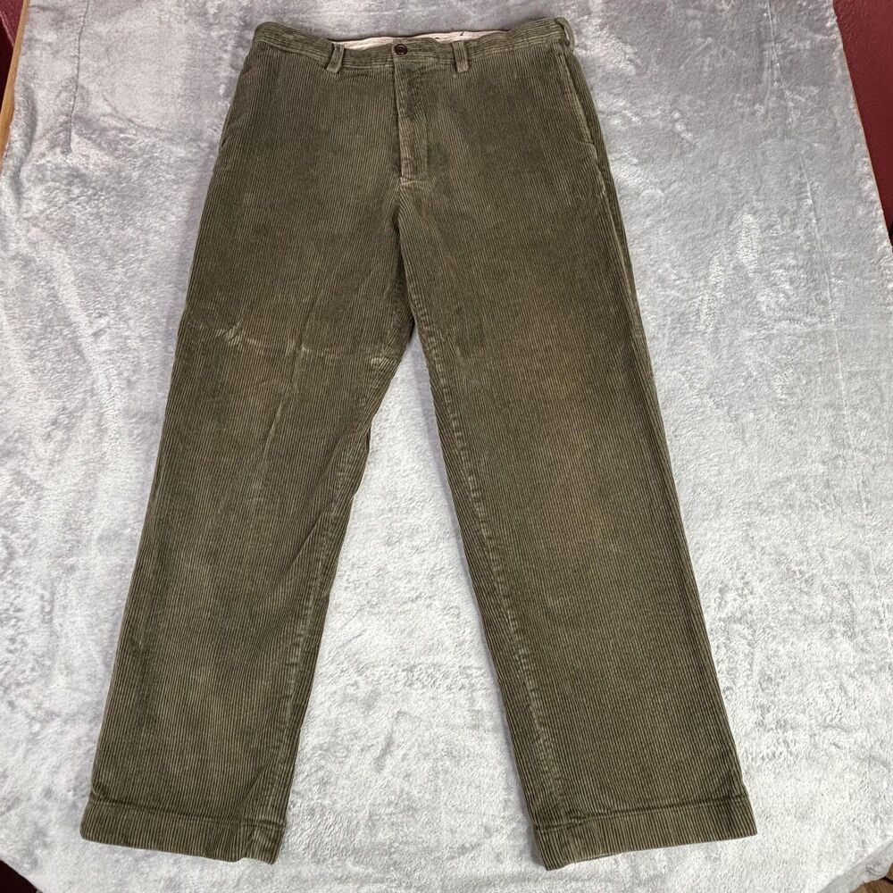 Nautica Clipper Pants Mens 36x32 Green Corduroy Relax Fit Straight Leg Casual